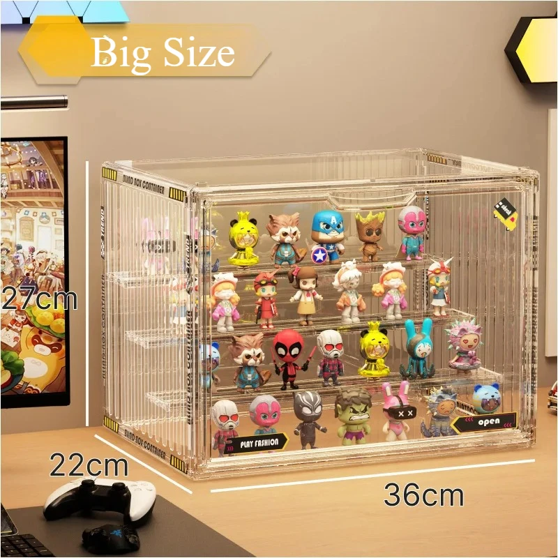 For Pop Mart 3-Tier Acrylic transparent Display Case - Dustproof Step Shelf for Anime Cars, Action Figures & Jewelry Organizer