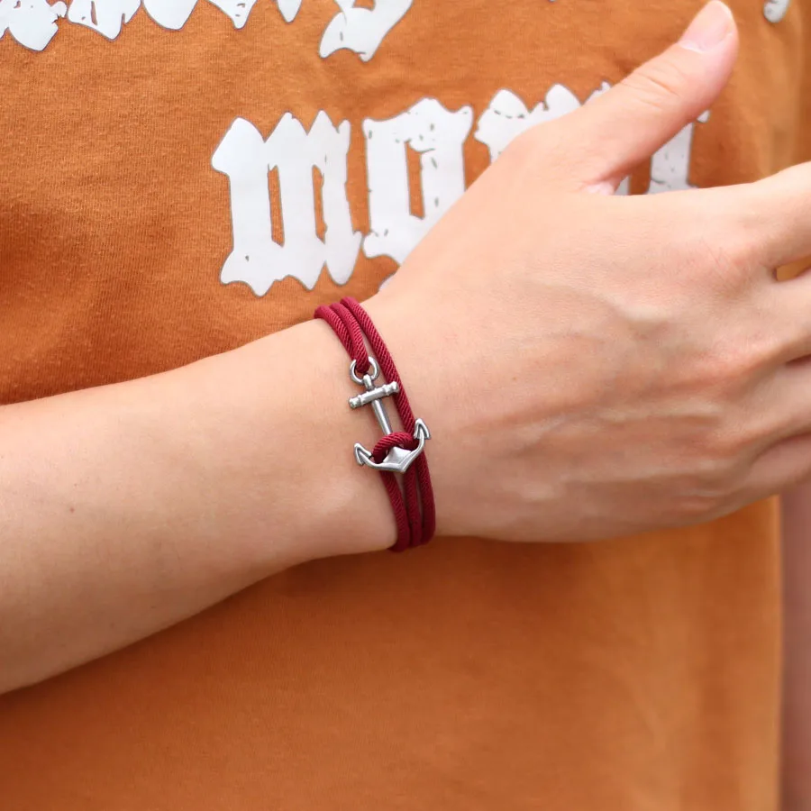 Men Anchor Nautical Adjustable Thin String Bracelet