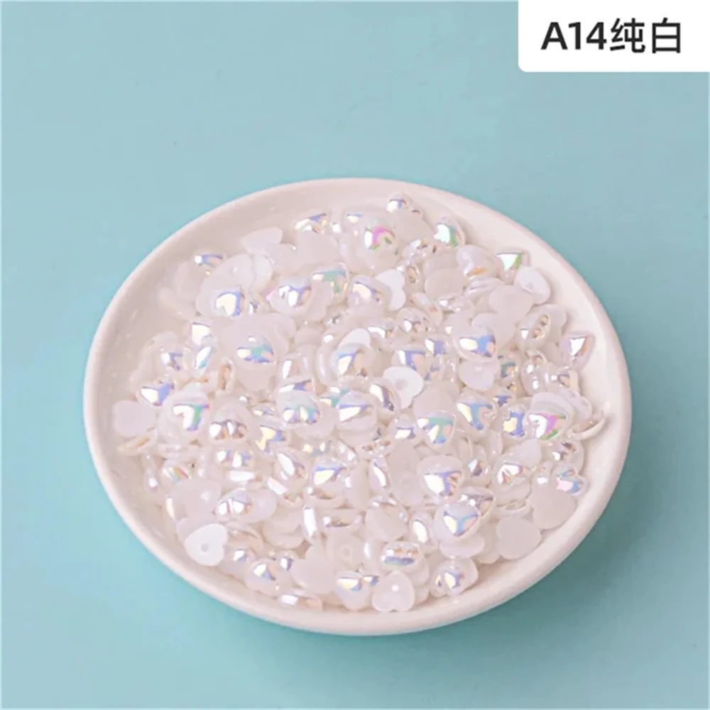 Assorted Color Heart-Shaped Imitation Pearl Beads