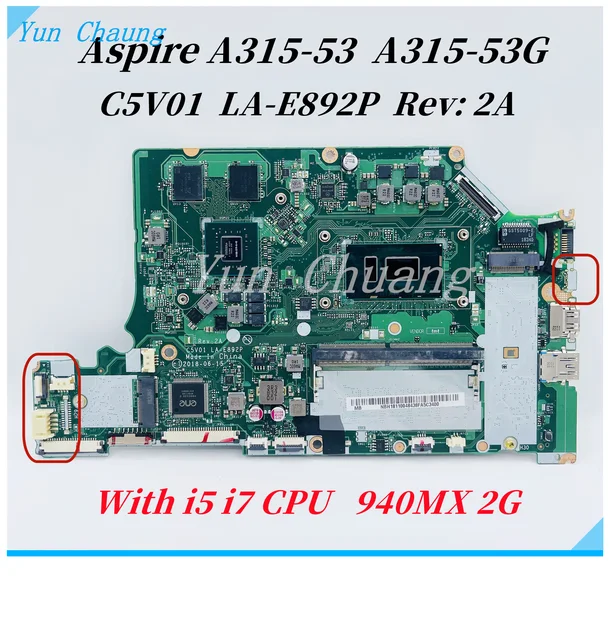 レナページ For ACER Aspire A315-53 A315-53G Laptop Motherboard C5V01 LA