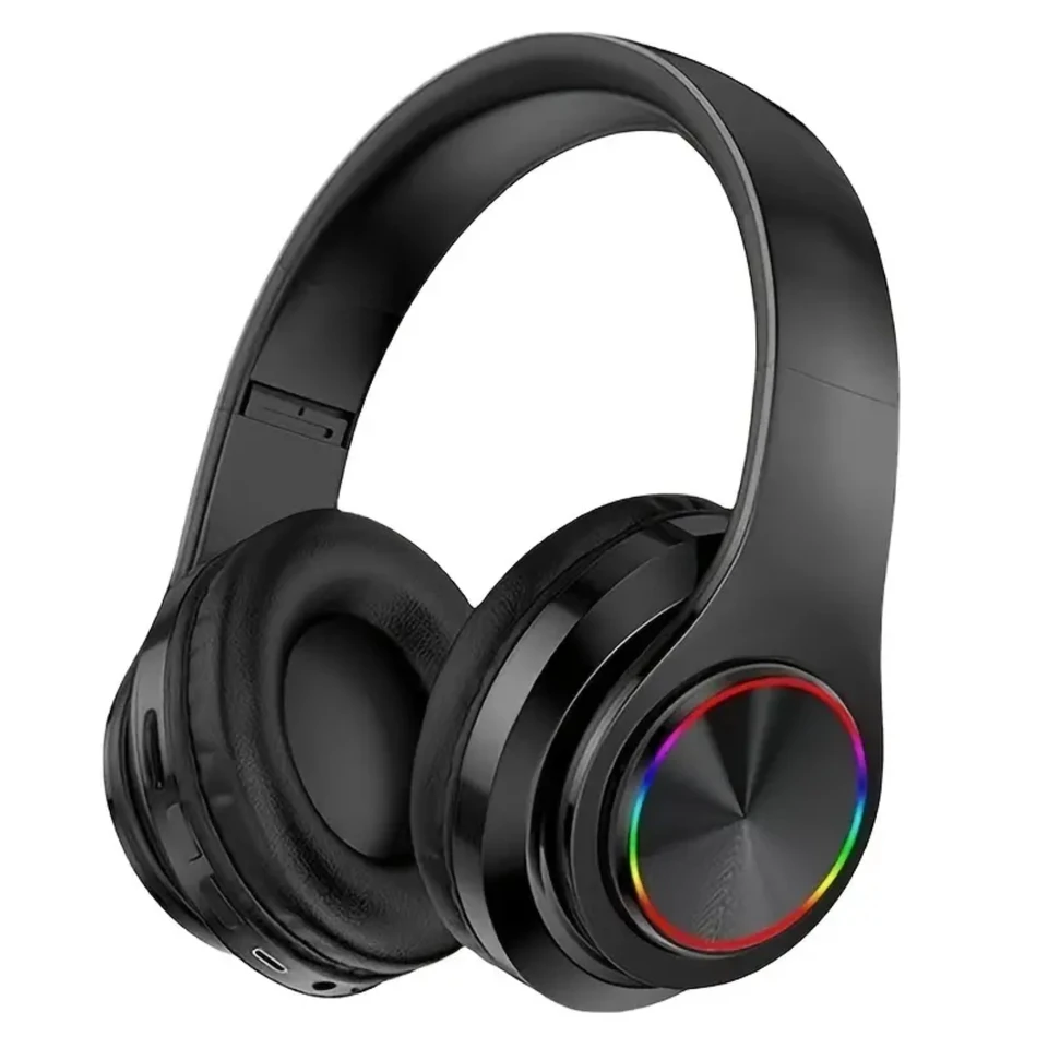 Wireless Over Ear Headphones with Colorful LED Lights