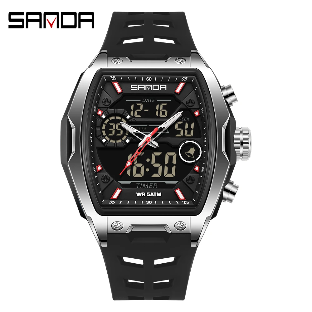 SANDA Dual Display Sports Chronograph LED Analog-Digital Military Watch