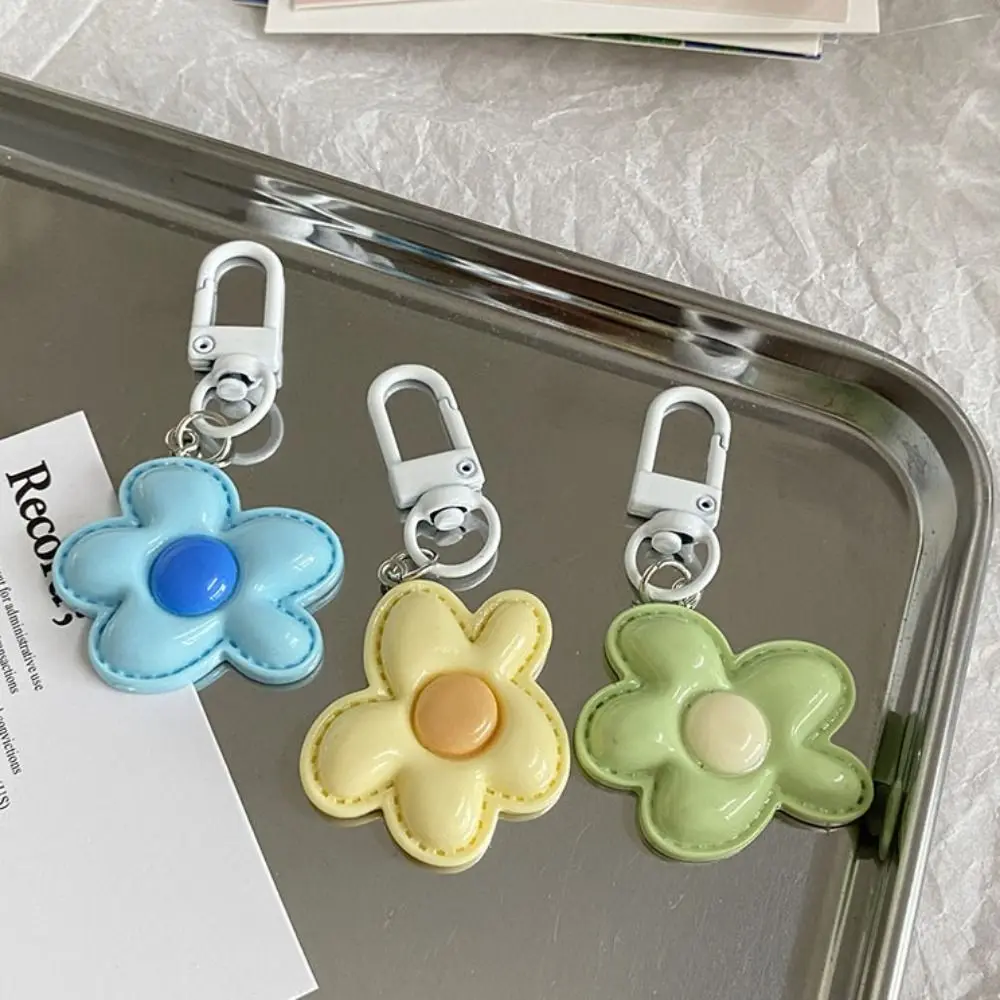 Cute Flower Keychain Fashion Mini Korean Style Resin Floral Keyring Colorful Kawaii Bloom Pendant Earphone Case