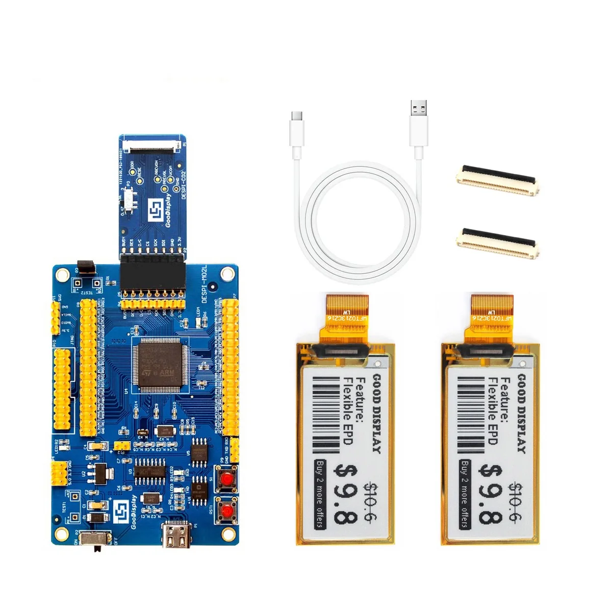 

STM32 E-Ink 2.13Inch 212x104 Flexible Partial Refresh E-Paper Module, 2pcs GDEW0213I5FD with STM32 Demo Kit DESPI-L(C02)