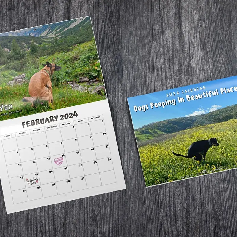 Funny Dog Pooping Wall Calendar Gift for Friends Family Neighbors Coworkers Relatives Loved Ones wall calendar