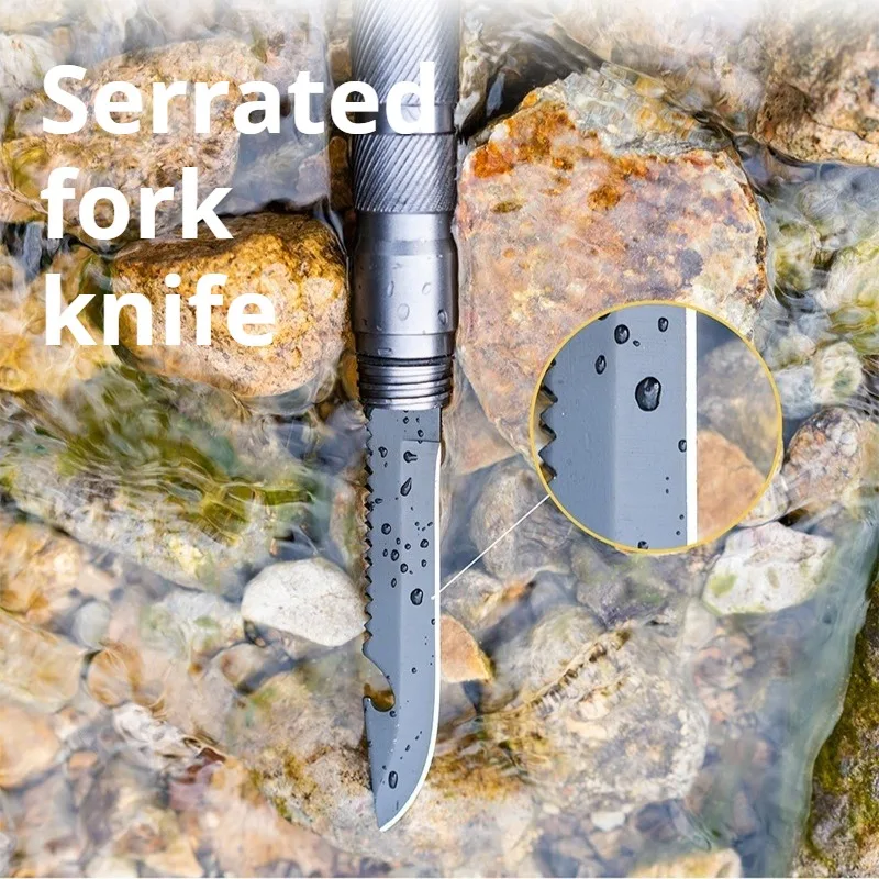 Hiking Stick Aluminum Alloy Foldable Extendable Self-defense Multifunctional Camping Outdoor Tools