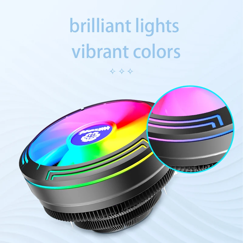 인텔 LGA 1200 115X 용 RGB CPU 쿨러 TDP 95W 냉각 PC 라디에이터 선풍기, 124mm 블랙 알루미늄 핀 CPU 라디에이터, 12V 4 핀 PWM 선풍기