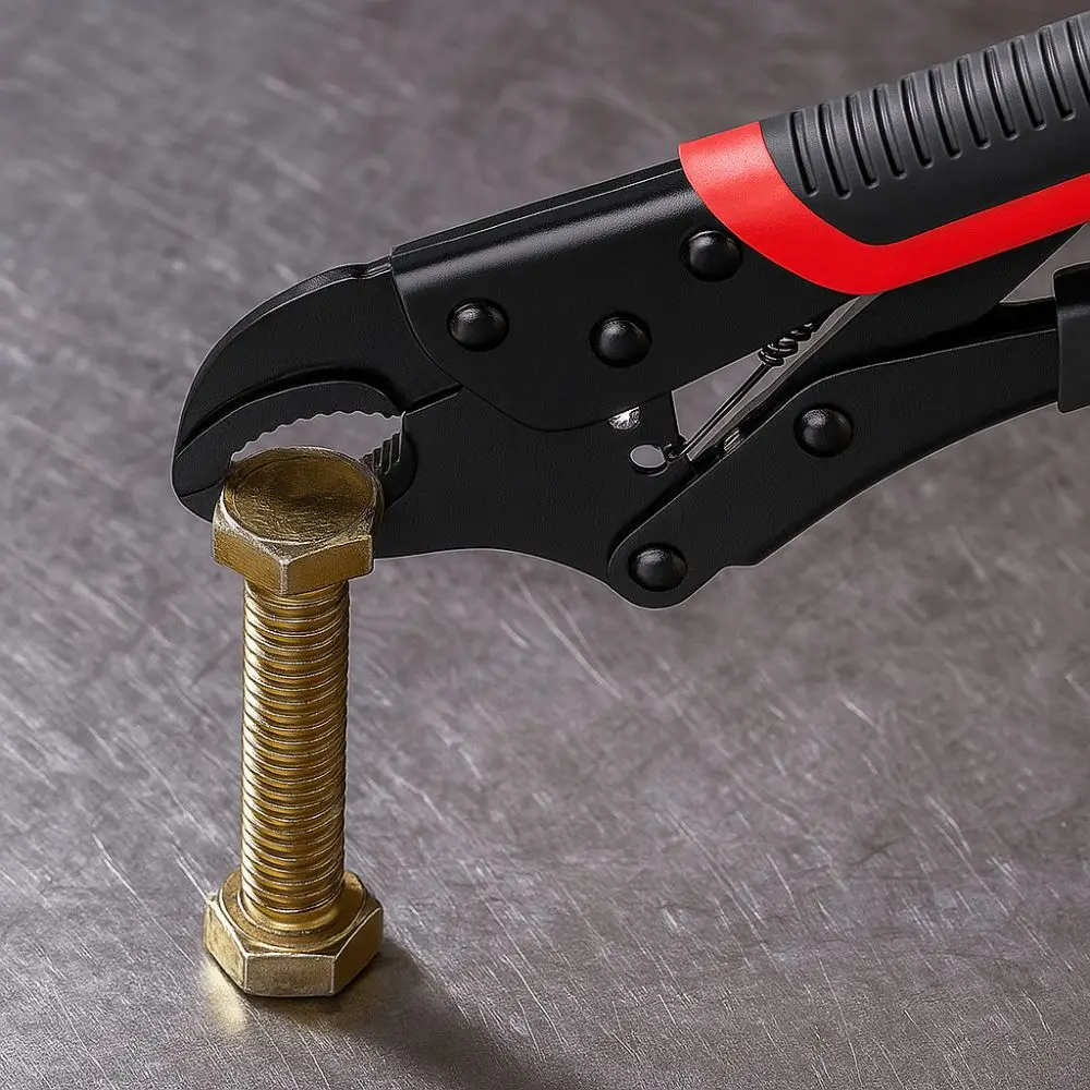 Outil de serrage multifonctionnel avec poignées ergonomiques et mécanisme de réglage, idéal pour le bricolage.