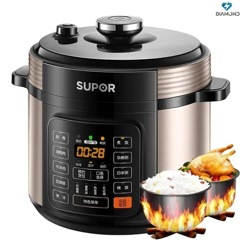 Large Capacity Double Gallbladder Electric Pressure Cooker-Intelligent Reservation, Automatic Venting for Household Use