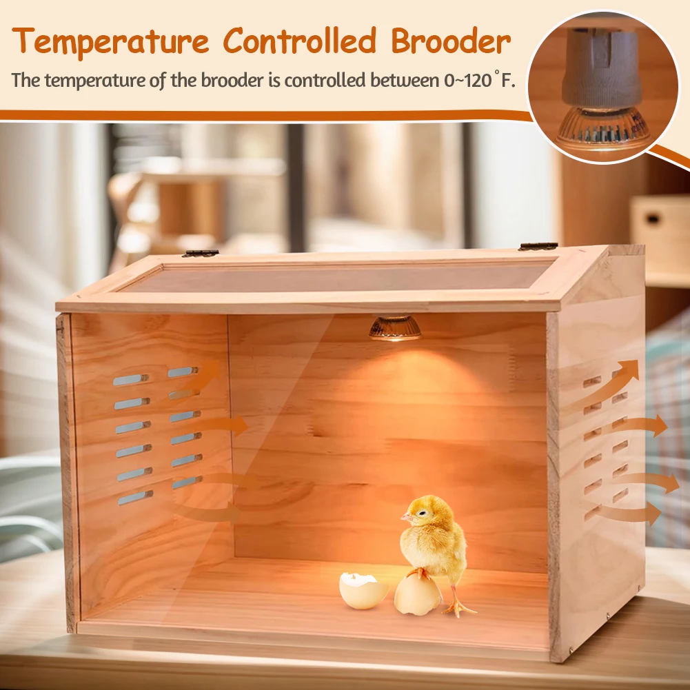 Brooder Box for Chicks Indoor with Lighting Kit Solid Wood Chicken Brooder Box for Chickens Ducks Quails Hamsters and Lizards