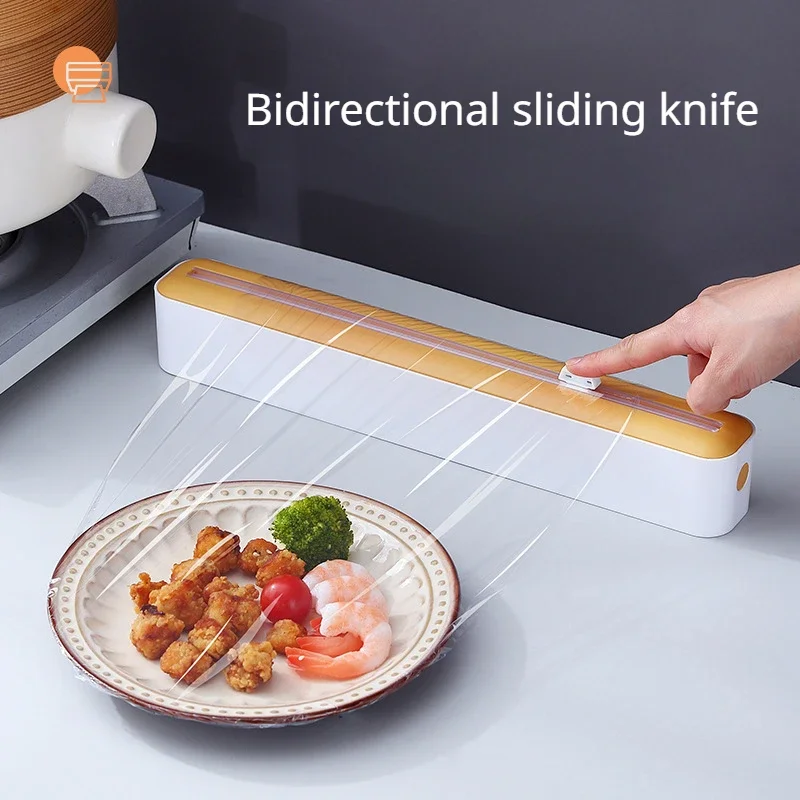 Cling Wrap Dispenser Food Film Dispenser Plastic Wrap Cutter Cling Film Cutter Kitchen Wrap Dispenser Plastic Wrap Dispenser Adjustable Baking Paper Tin Foil Cutter Disposable Plastic Film Cutter Kitchen Storage Cutting Box