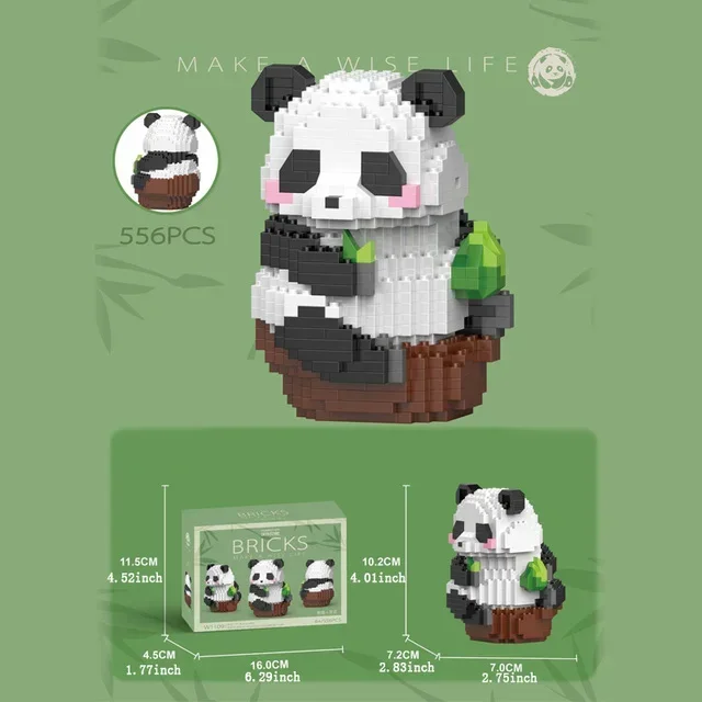 2023 neue kreative Mini chinesische Tier Panda Modell Baustein Moc DIY Diamant Ziegel Spielzeug für Kinder Jungen Mädchen Geschenke – Detail 6