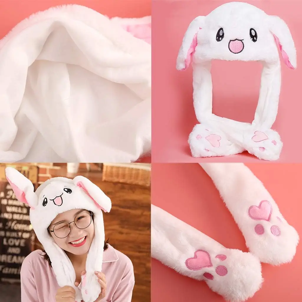 LED Glowing Plush Ear Moving Jumping Rabbit Hat Adults Kids Funny Glowing Ear Moving Bunny Hat Cosplay Party Accessories Hats cosplay hat,plush bunny hats
