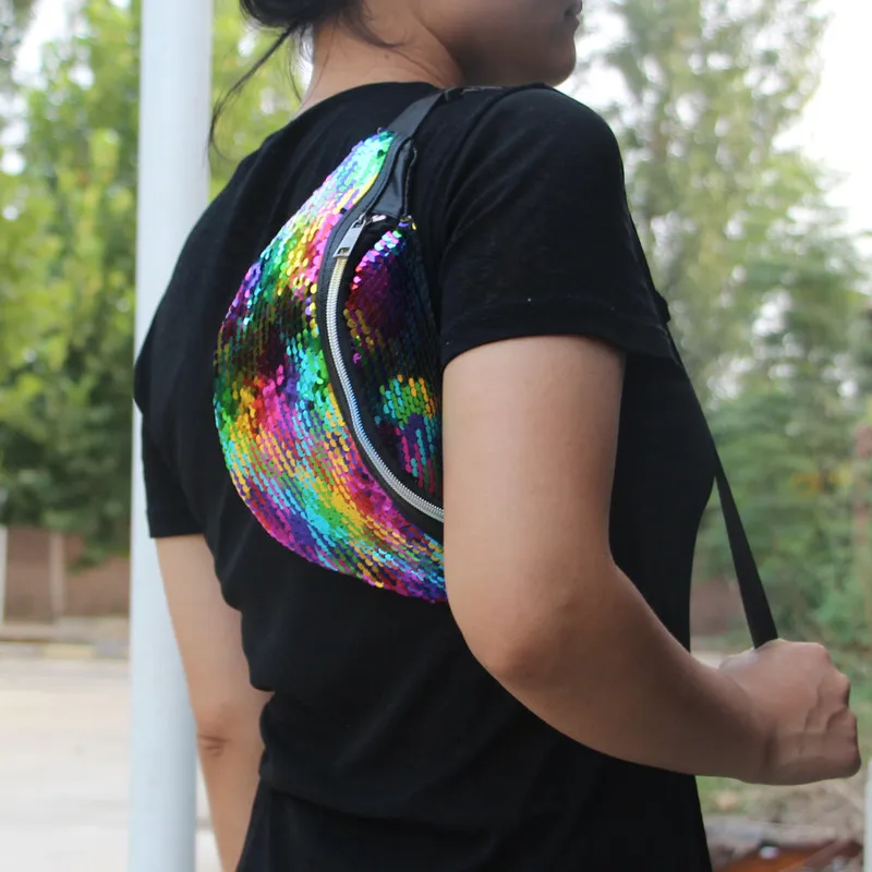 Sequins Waist Bag Women Crossbody Bags Ladies Fanny Pack for Women Luxury Handbag Bum Belt Chest Bag Female Waist Packs 3
