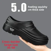 Waterproof Oil-resistant Anti-slip Chef Shoes for Men Soft Bottom Canteen Rain Boots Large Size 46 48 Hotel Kitchen Casual Shoes