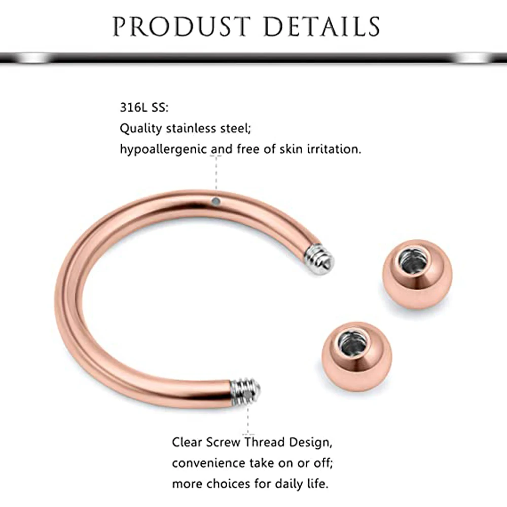1/9PCS Surgical Steel Lip Hoop Ring Crystal Cubic Horseshoe Barbell Tragus Cartilage Earring Helix Daith Septum Piercing