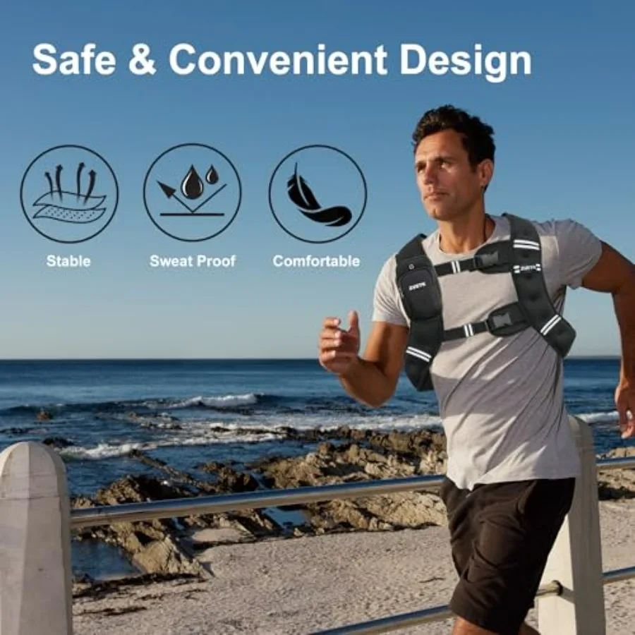 Weighted Vest, 6lb/8lb/12lb/16lb/20lb/25lb/30lb Weight Vest with Reflective Stripe, Weighted Vest for Men Women Workout Equipmen