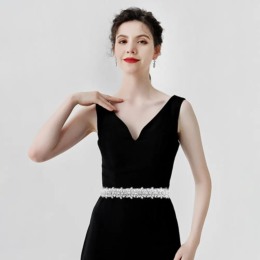 Ceinture décoration de robe en strass cristal, bande élastique pour fêtes, soirées et réceptions – Image 2