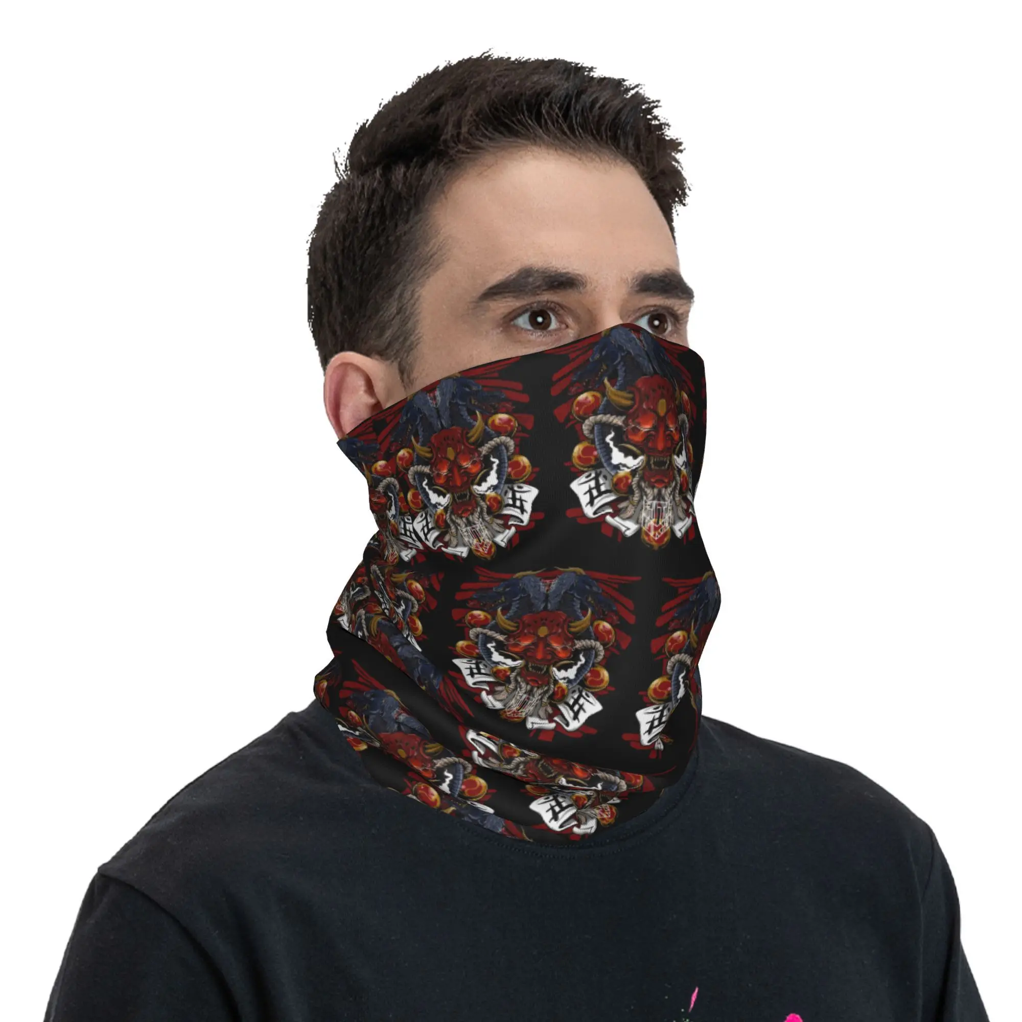 Japan Samurai Demon Oni Bandana Neck Gaiter UV Protection Face Scarf Cover Women Men Headwear Tube Balaclava