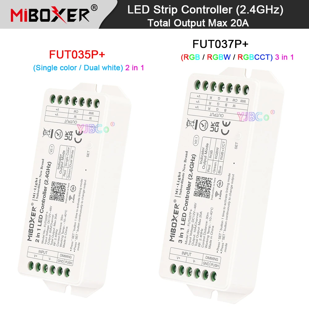 Miboxer 20A High Current Output 12V 24V 36V Single Color/Dual White/RGB/RGBW/RGB+CCT LED Strip Controller Lights Tape Dimmer 12 24v 10 2030a mppt solar charge controller panel battery regulator dual dc current display lcd pwm pv power controller