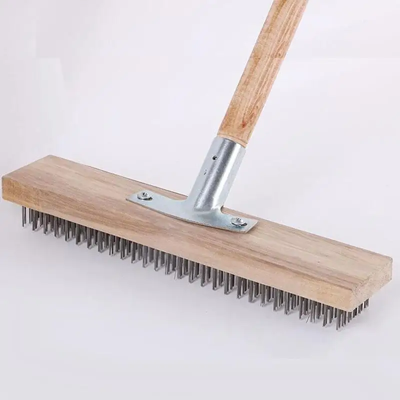 Wire Broom Brush Sweeping Floor Garden Moss Cleaner Scrubber Steel Scrub Brush Widened Rustproof Weed Moss Metal Broom Portable