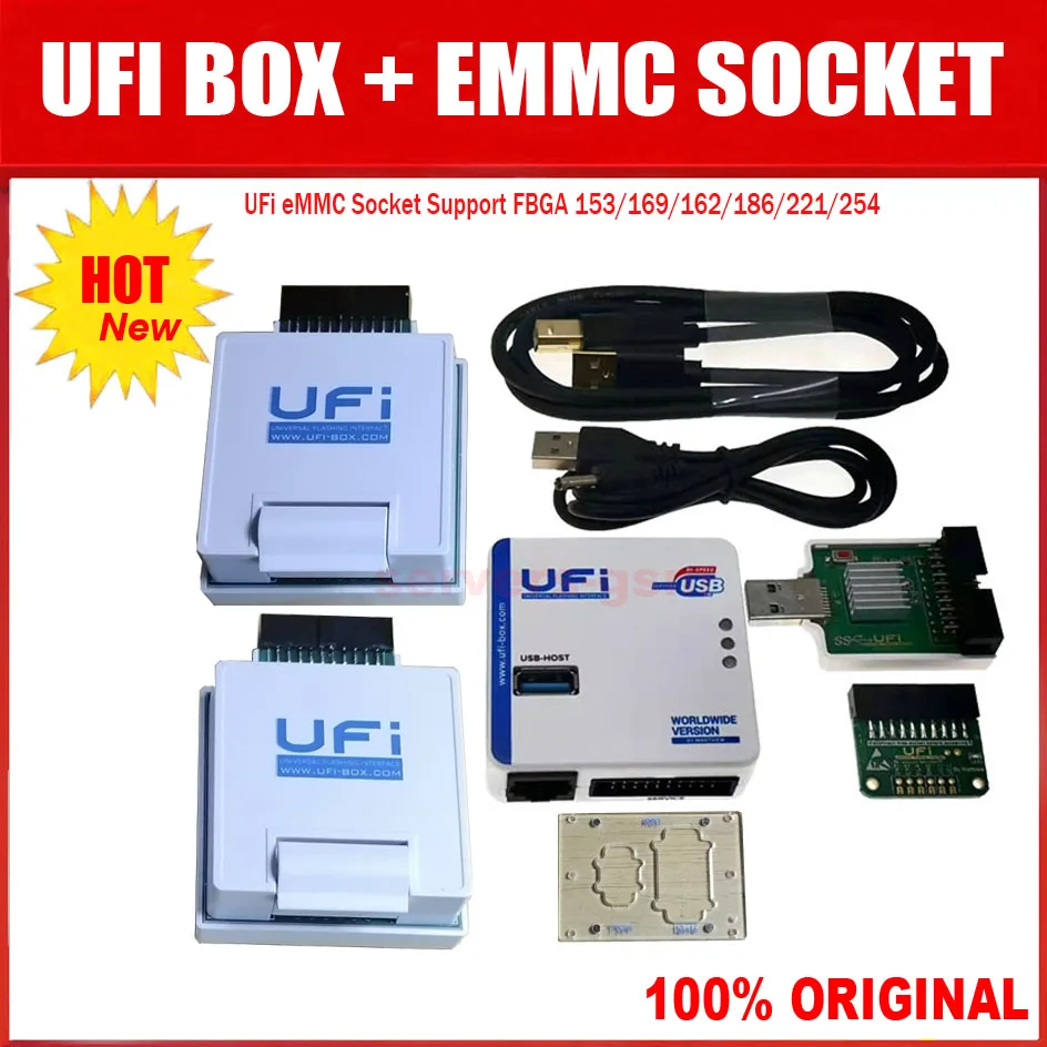 2026년형 오리지널 뉴 UFI 박스 / UFi UFS-Prog / UFS 2 in 1 소켓 어댑터(UFS BGA 153/254) UFi 박스, eMMC FBGA 153/169/162/186/221 지원
