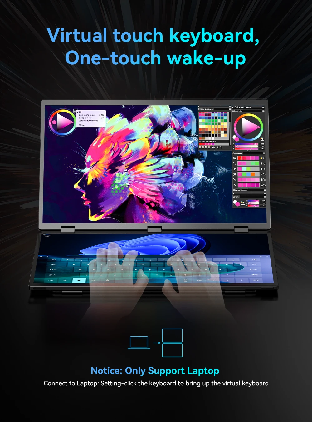 UPERFECT Delta 18.5 100Hz 터치스크린 듀얼 트리플 휴대용 모니터 1080P USB-C HDMI HDR 접이식 디스플레이 노트북 PC 전화 게임 콘솔용