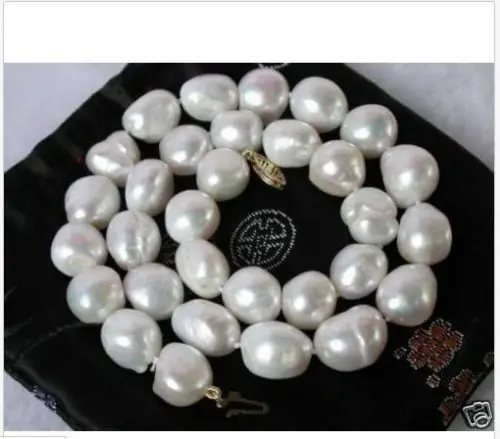 

huge 9-10mm south sea white baroque pearl necklace 18inch 14k