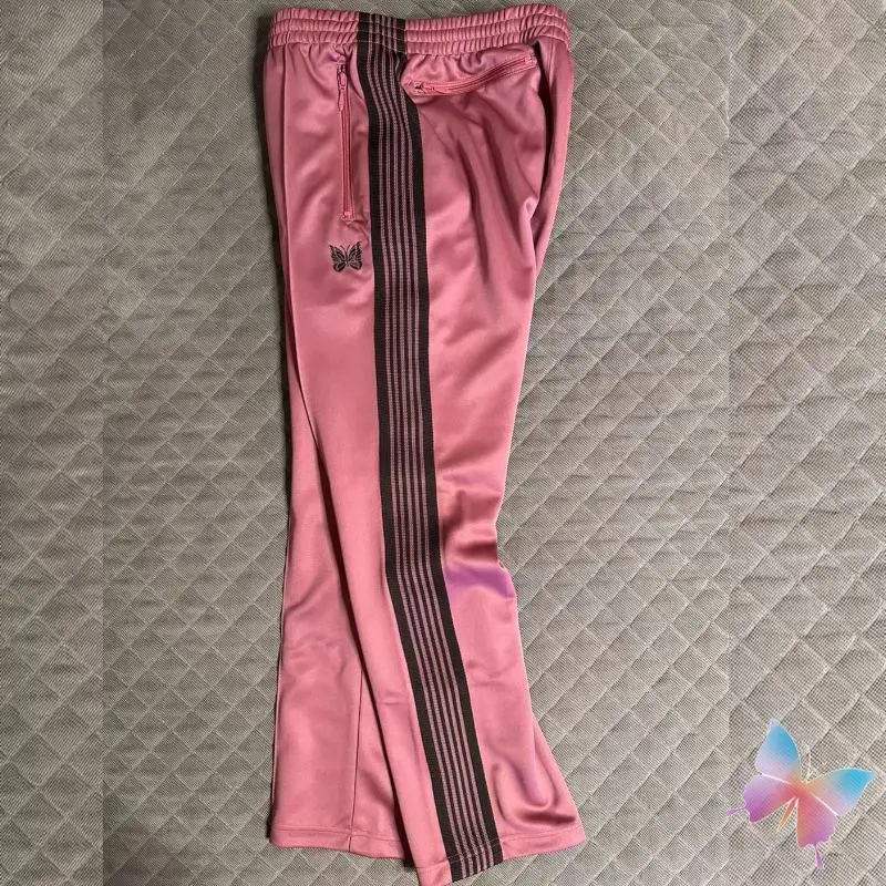 

Pink Needles Sweatpants Side Stripes Embroidered Butterfly Hiphop Street Casual Loose Track Men Women Drawstring Sports Trousers