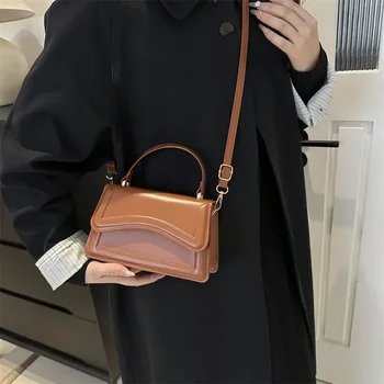 Borsa a mano in pelle PU di alta qualità Borsa da donna Borsa a tracolla a tracolla in tinta unita Lady Messenger Piccola tote per donne e ragazze