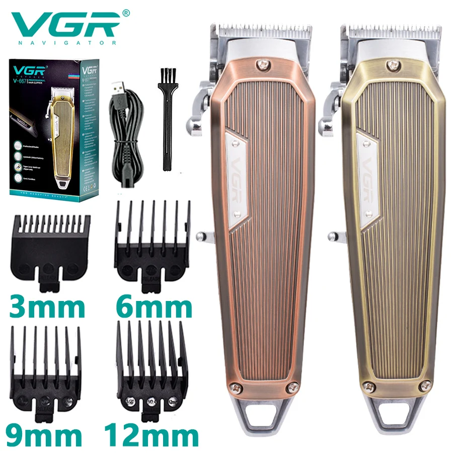 

VGR Hair Clipper Adjustable Hair Trimmer Professional Hair Cutting Machine Rechargeable Barber High Power Clipper for Men V-667