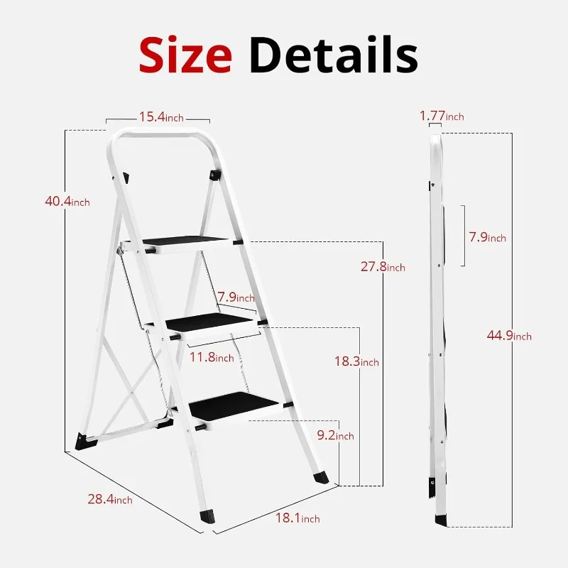 Step Ladder Folding Step Stool Step Ladder, Stool for Adults with Anti-Slip Pedal,330 lbs Capacity Stool for Kitchen 6