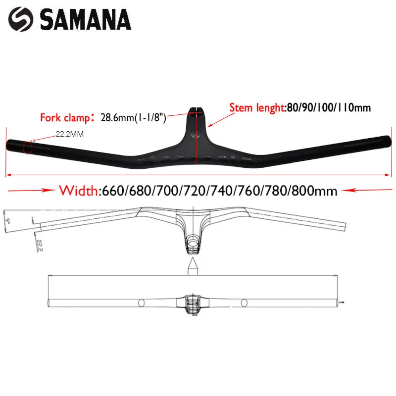 SAMANA Carbon integrated mountain Bike Handlebar MTB Bicycle Handlebar Bike Parts