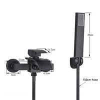 Black Bathroom Faucet Waterfall Concealed Bathtub Faucets Wall Mounted Shower System Tub Tap With Plastic Hand 2