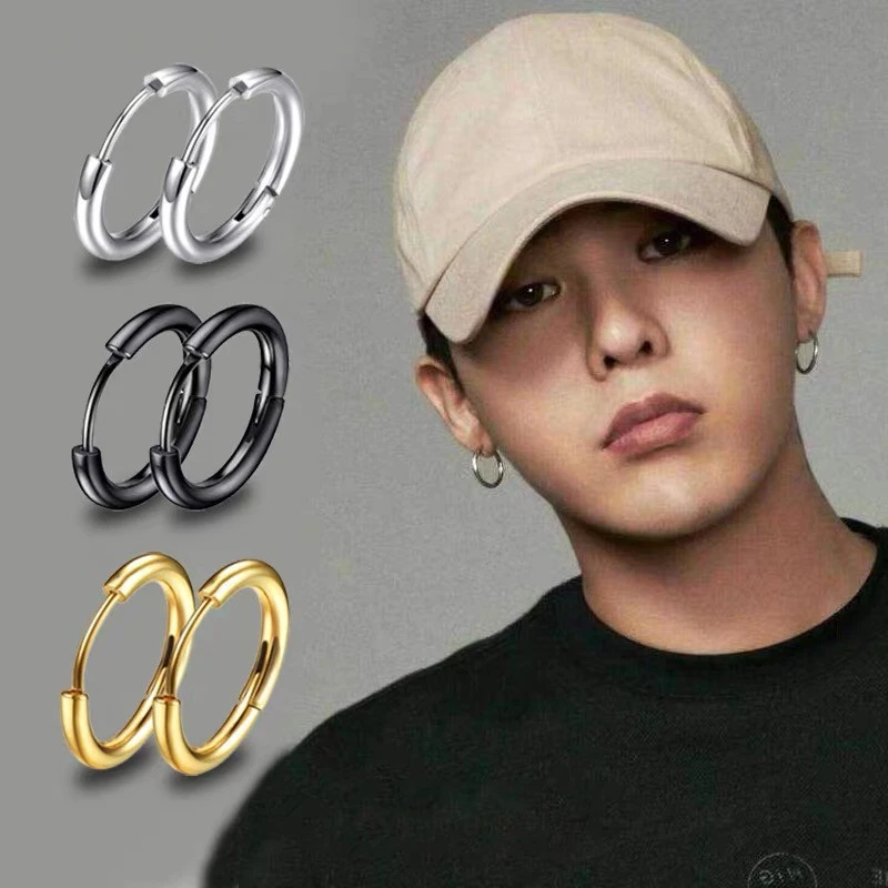 Whoiy Orecchini A Cerchio Unisex In Acciaio Inossidabile - Disponibili In Argento, Oro, Nero E Oro Rosa