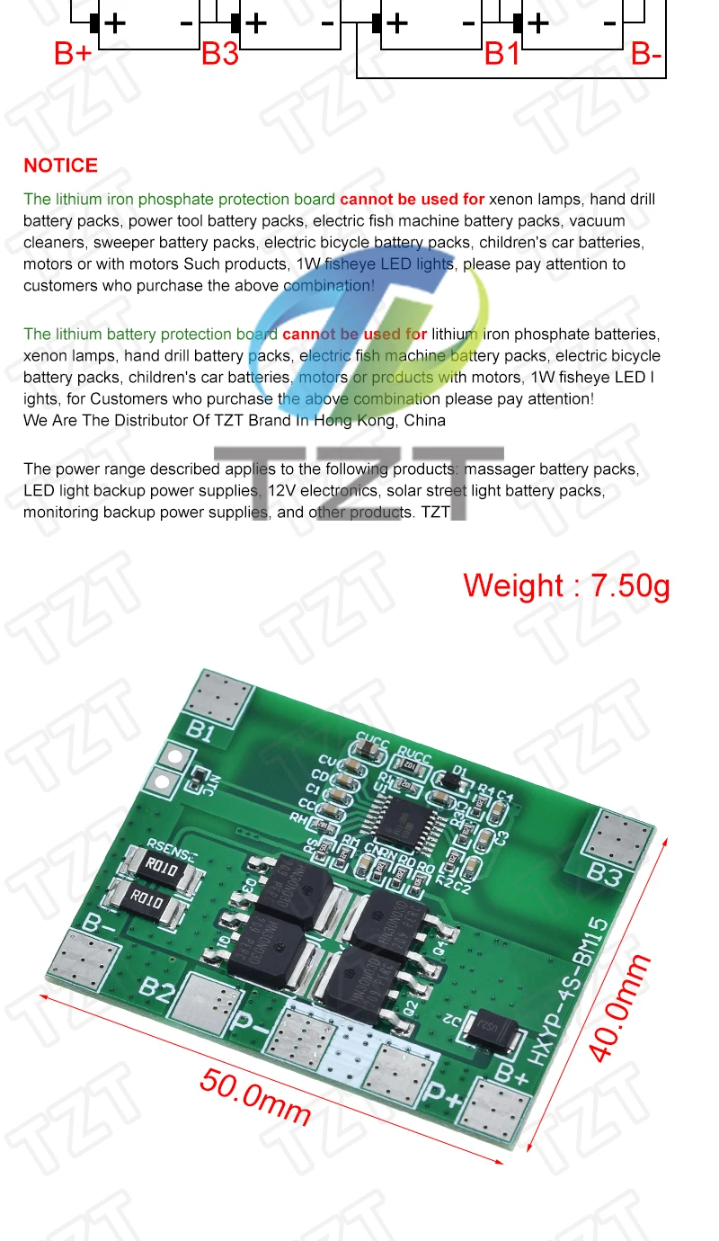 TZT 4S 12,8 V 14,4 V 16,8 V Lifepo4 Li-Ion Lithium Batterie Schutz Bord 18650 BMS 14A grenze 20A PCB 4 Zellen Pack PCM 3,2 V 3,7 V – Detail 5