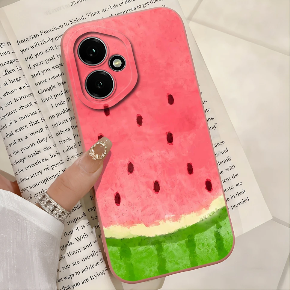 Fresh Watermelon Print Soft Liquid Silicone Anti-Slip Full Protection Phone Case