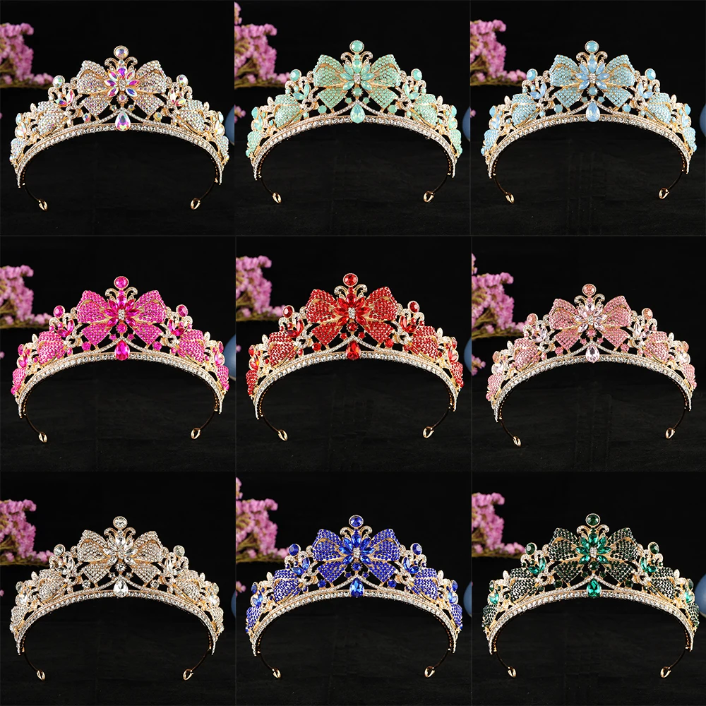 Upscale Crystal Gem Crown ornaments Fashionable Noble Banquet Wedding Women's hair accessories