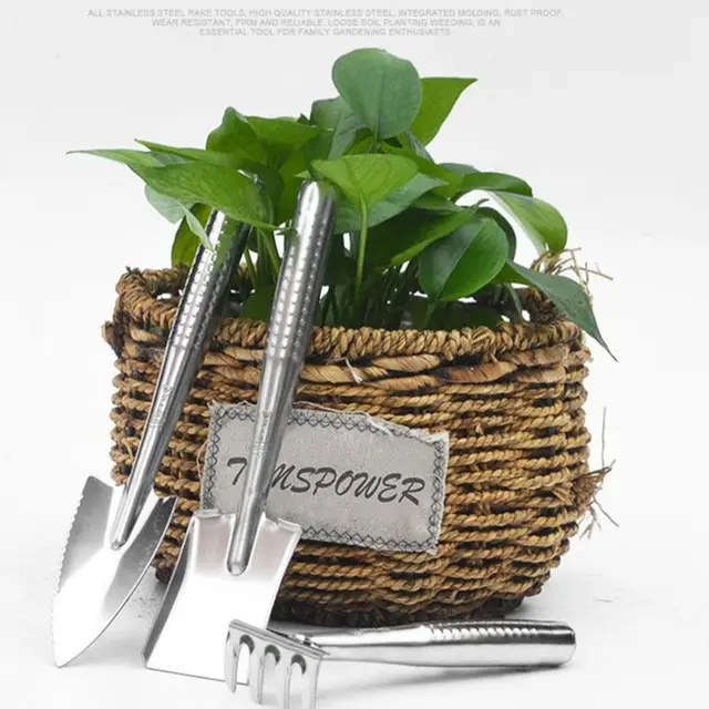 Bonsai Soil Stainless Steel Gardening Spade Digging Weeding Garden Shovel Pointed /Square Shovel Integrated Shovel Rake 5