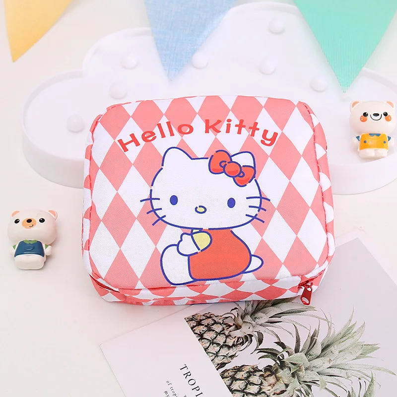 

Sanrio Hello Kitty Makeup Storage Bag Kawaii Cinnamoroll Kuromi Cute Cartoon Woman Portable Tampon Storage Bag Girls Gift