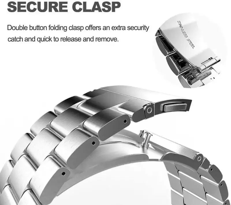 Premium Stainless Steel Metal Replacement Watch Strap Bracelet - Universal Fit