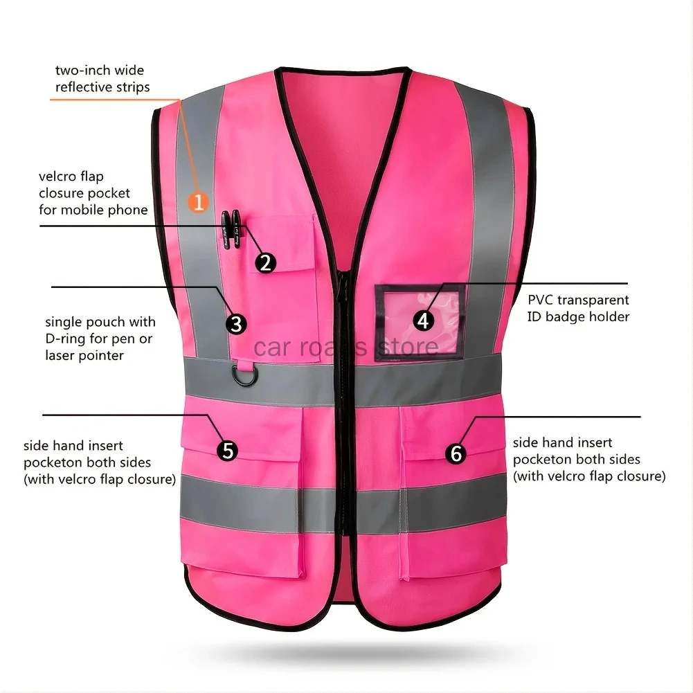 

Reflective Vest High-Grade Safety Signal Rider Jacket Vest High Visibility Working Safety Jacket Fluorescent Woman