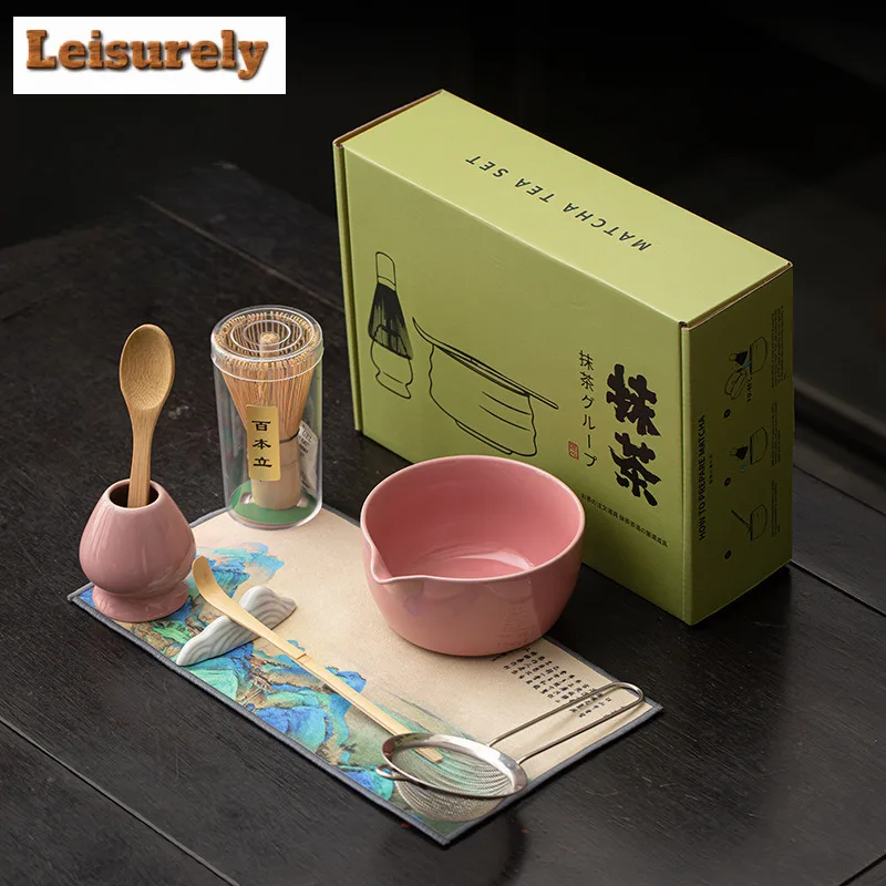 Full Moon Matcha Large Set Of Tea Whisks Standing Bowls Filter Spoons Tea Ceremony Porcelain Tea Set Equipment Supplies Craft