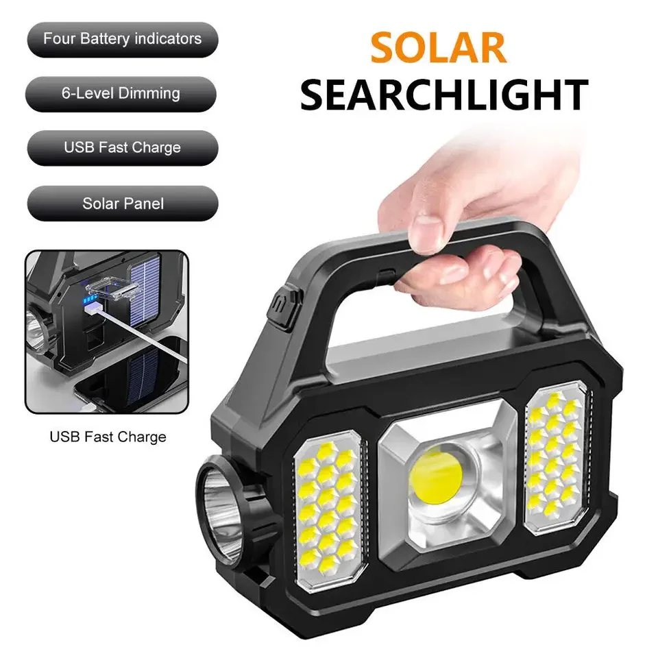 

Mini USB Rechargeable Solar Cob Flash Torch Hand Search Light Lamp Multi-functional Solar Searchlight Led lamp Outdoor SONG MAN