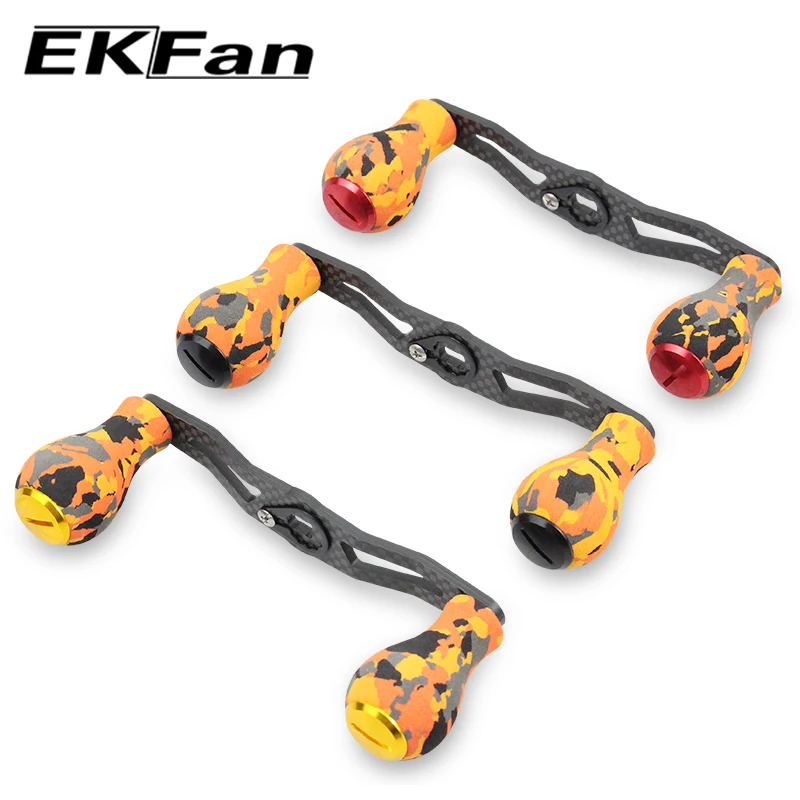 EKfan Camouflage Series 115MM Fishing Carbon Handle With EVA Knob 8*5 Hole  Size For Daiwa Bast casting reel Tackle Accessory