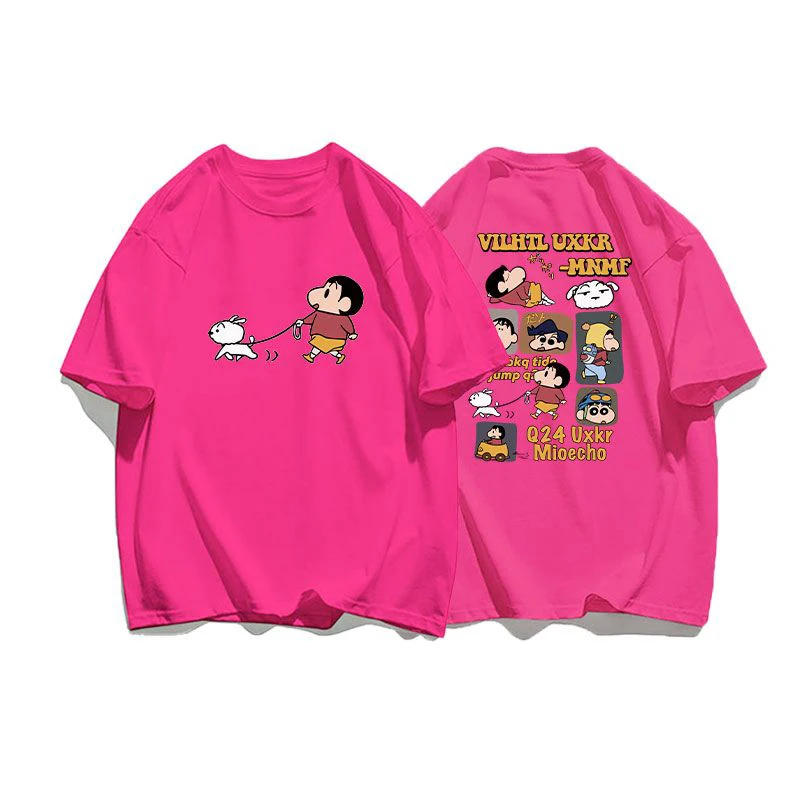 Crayo.n Littl.e New Boys And Girls Female T Shirts Graphic T Shirts Letter Loose Tee Shirt Personality High-Quality Tops