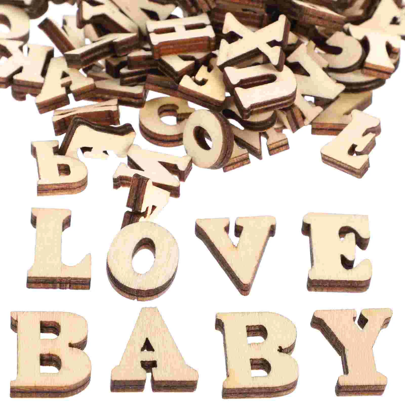 

100 Pcs Christmas Wooden Slice Craft Material Letter Decorations Embellishments