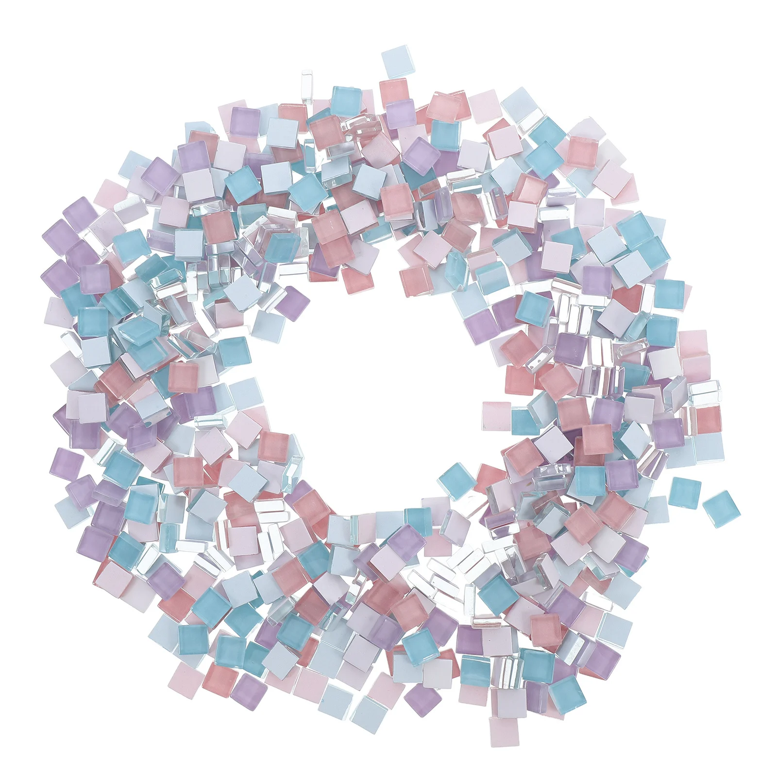 2 Bags DIY Square Glass Tiles Mosaic Colored Pieces Craft Kit Home Decoration Supplies Glass Pieces Stones Kit