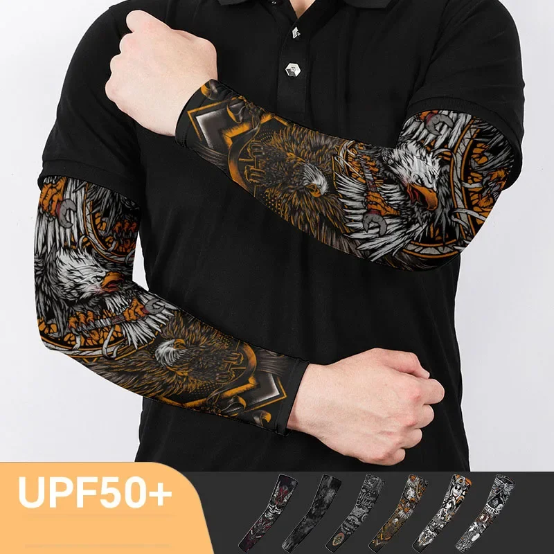 Motorcycle Arm Sleeves 2Pcs Breathable Quick Dry 3D Cycling Anti-UV Basketball Fishing Warmers Cuff