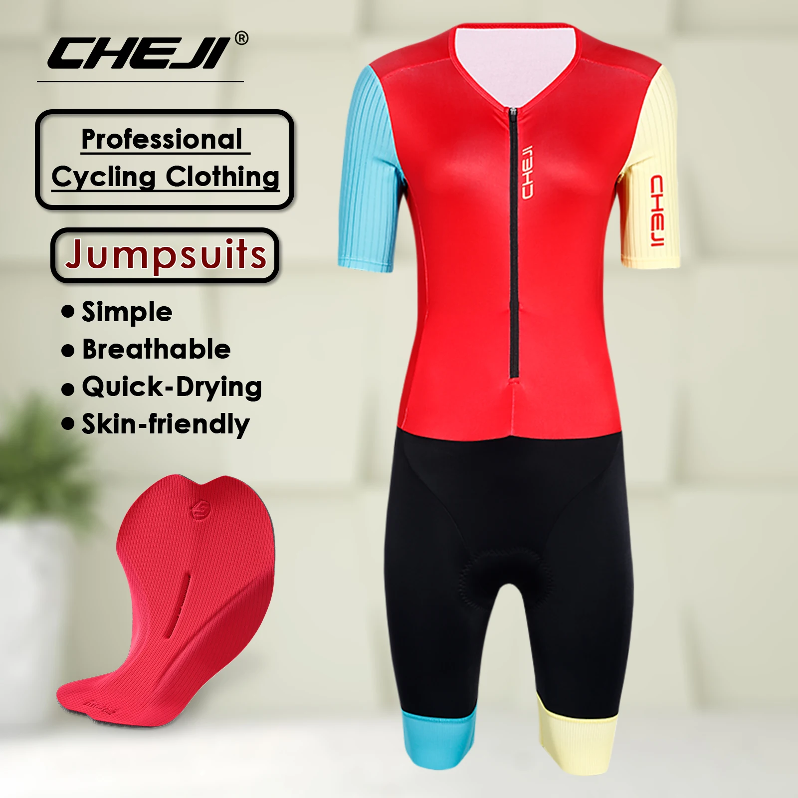 Cheji Women's Summer Riding Tights Jumpsuit Cycling Clothing Quick Drying High Quality Jersey Leg Warmers Bib Shorts Pants
